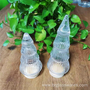 Christmas tree shaped glass jar with ribbed design